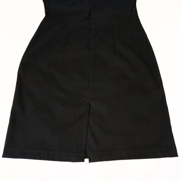 Connected Apparel Women Black Knee Length Sleek Dress with Rhinestone Neckline 8 - Picture 11 of 15
